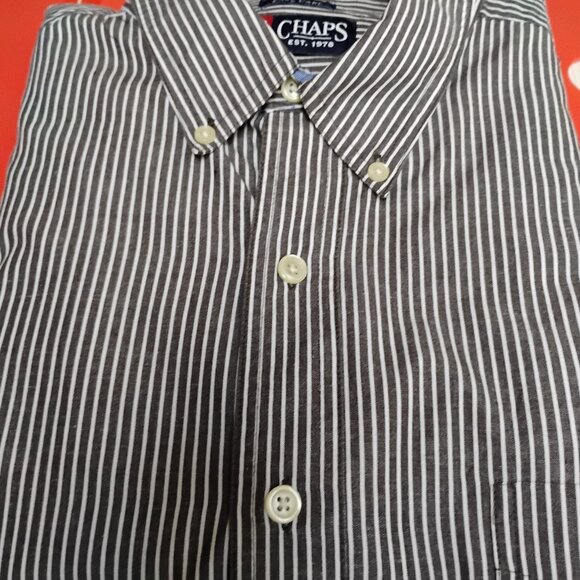Chaps Men's Easy Care Pin Stripe Long Sleeve Shirt - Picture 1 of 6